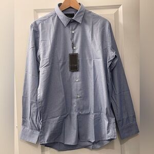 Vittorio Elegant Blue Dress Shirt Size 16 slim